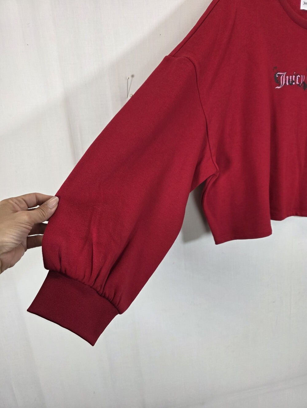 NWT Juicy Couture Coco Red Gothic Logo Cropped Sweatshirt 3X - Picture 3 of 10
